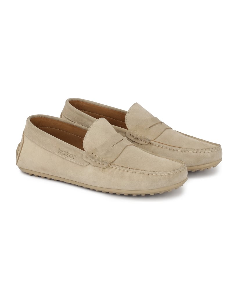Kazar-Mokassins-aus-beigem-Wildleder-beige