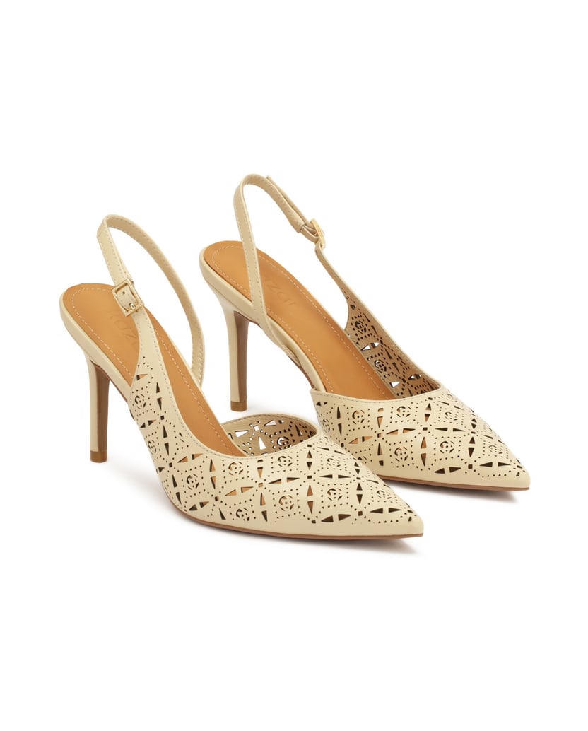 Kazar-Cremefarbene-Slingback-Pumps-mit-durchbrochenem-Muster-beige
