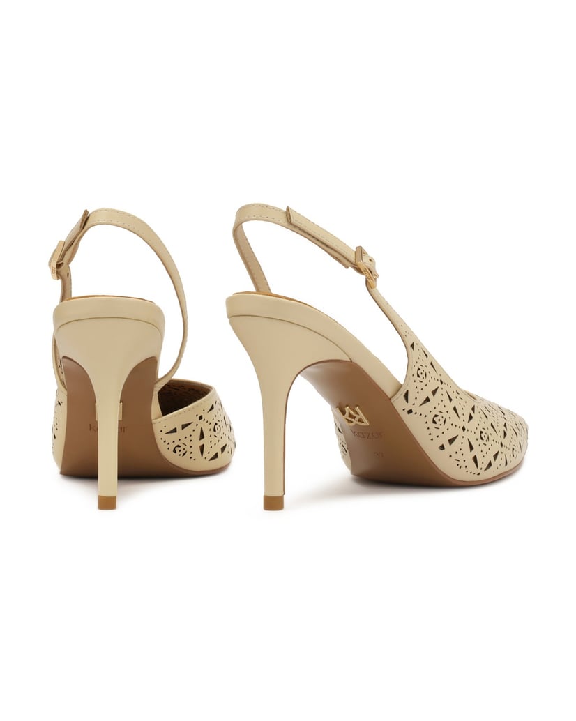 Kazar-Cremefarbene-Slingback-Pumps-mit-durchbrochenem-Muster-beige