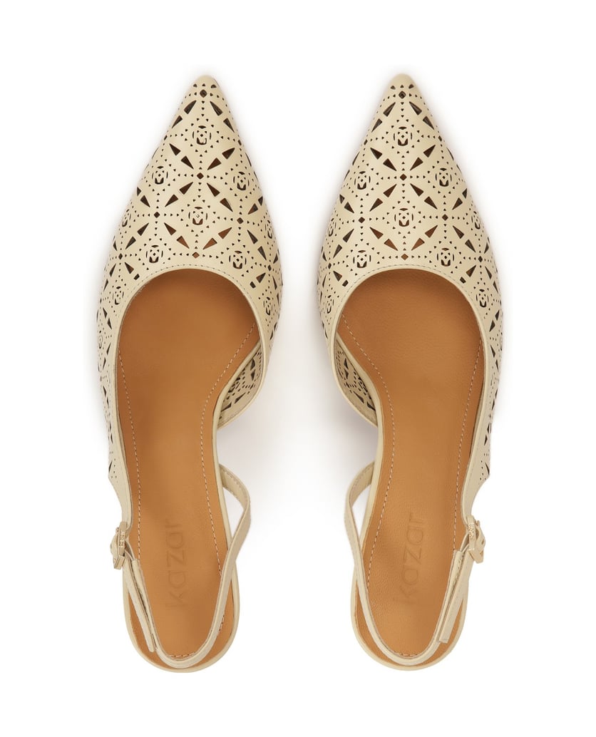Kazar-Cremefarbene-Slingback-Pumps-mit-durchbrochenem-Muster-beige