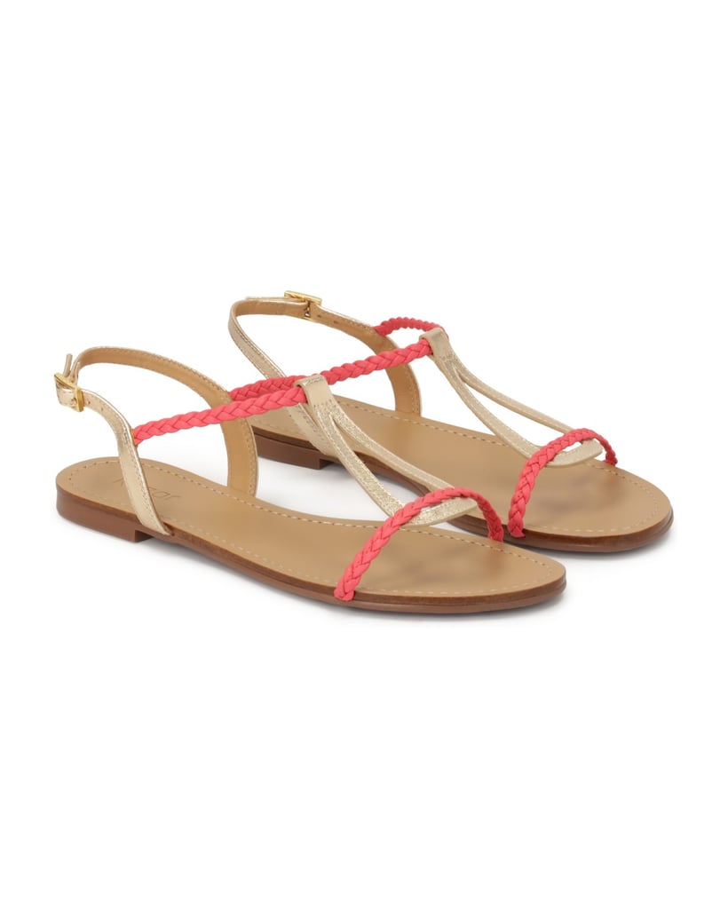 Kazar-Flache-Ledersandalen-in-Rosa-und-Gold-pink