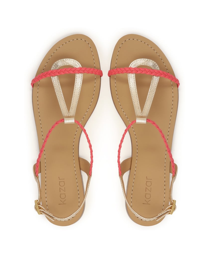 Kazar-Flache-Ledersandalen-in-Rosa-und-Gold-pink