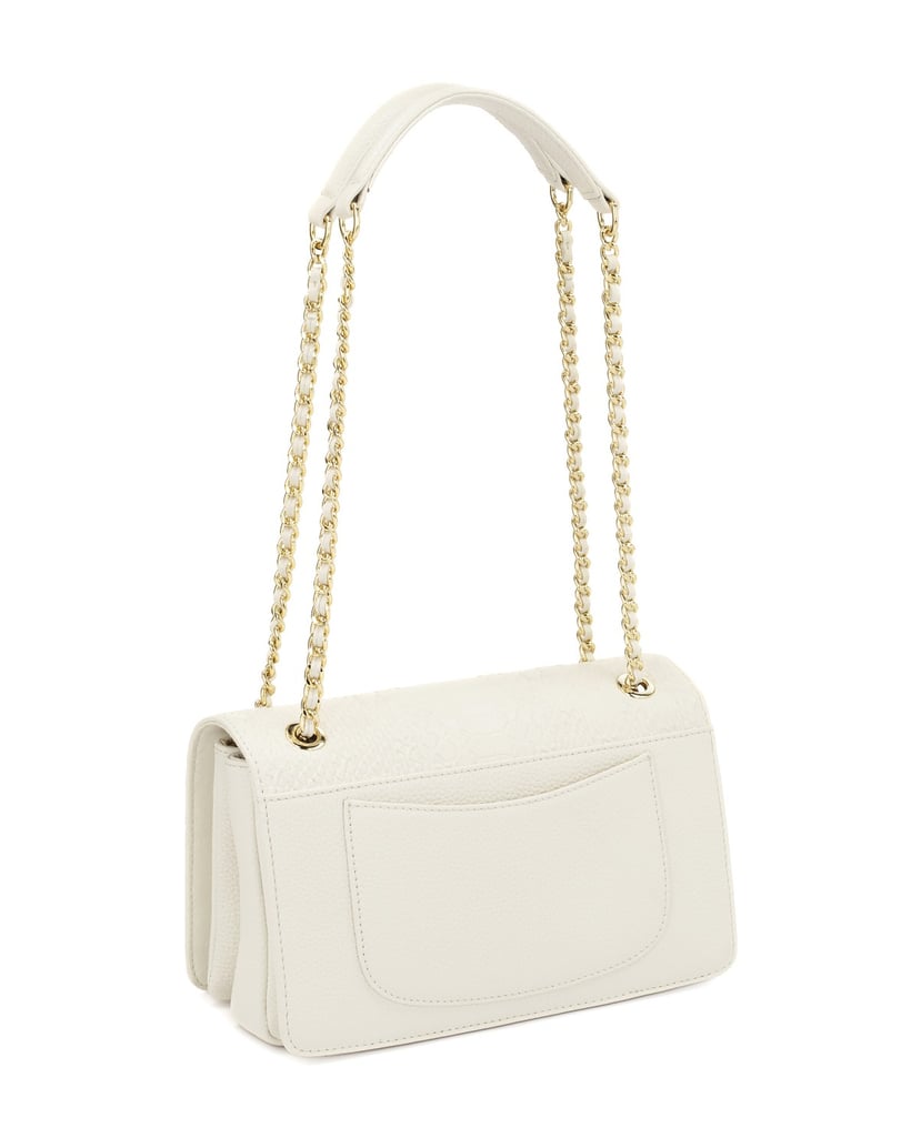 Kazar-Weiße-Lederhandtasche-mit-geprägter-Klappe-weiss