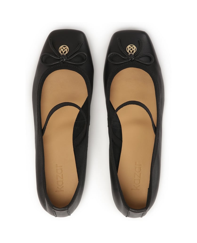 Kazar-Schwarze-Ballerinas-mit-Gummiband-und-gestutzter-Nase-schwarz