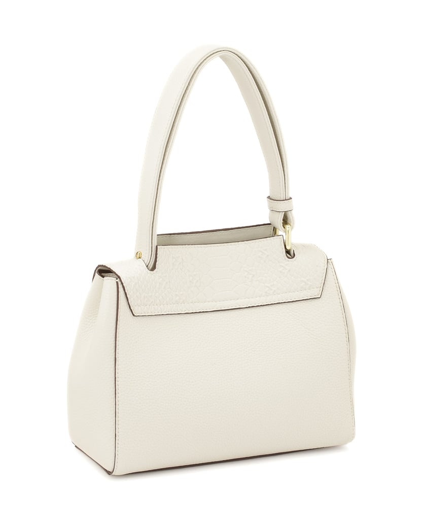 Kazar-Weiße-Handtasche-mit-Überschlag-mit-Prägemuster-weiss