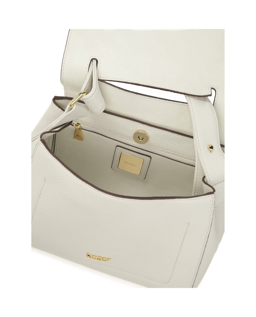 Kazar-Weiße-Handtasche-mit-Überschlag-mit-Prägemuster-weiss