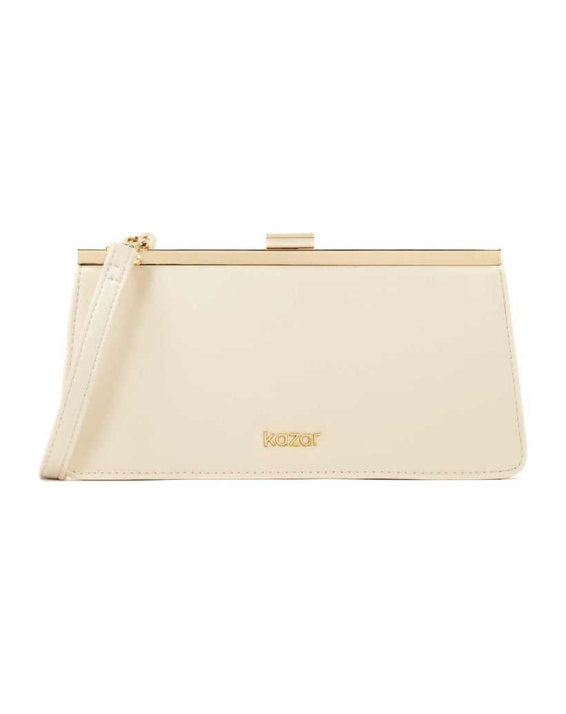 Kazar-Elegante-Handtasche-mit-Metallrahmen-weiss