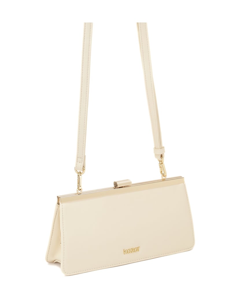 Kazar-Elegante-Handtasche-mit-Metallrahmen-weiss
