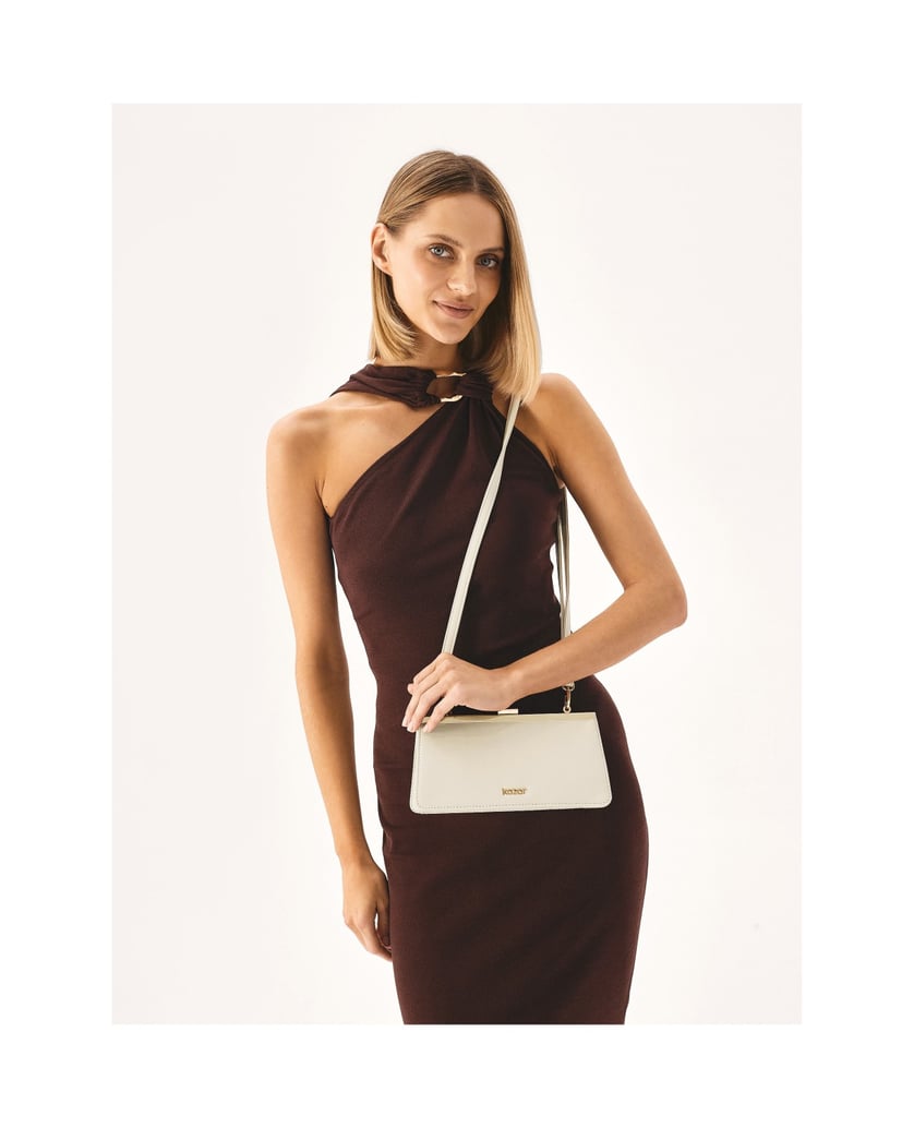 Kazar-Elegante-Handtasche-mit-Metallrahmen-weiss