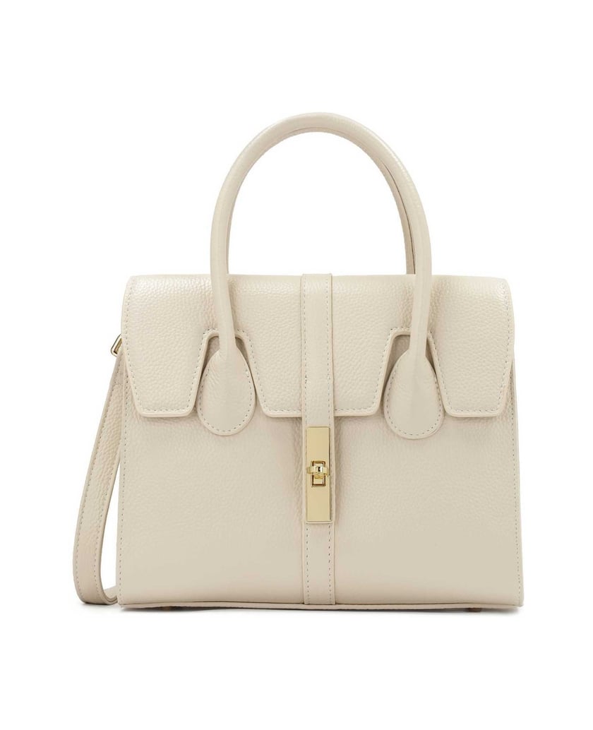 Kazar-Schicke-Lederhandtasche-mit-feiner-Klappe-weiss