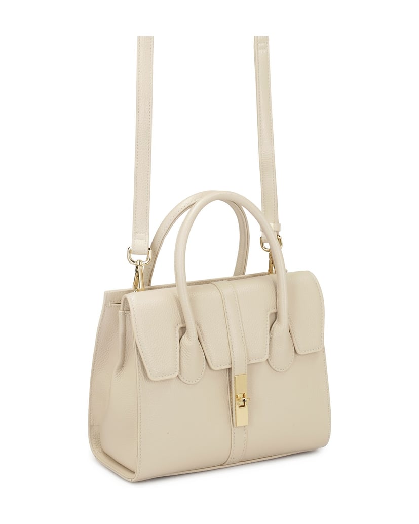 Kazar-Schicke-Lederhandtasche-mit-feiner-Klappe-weiss