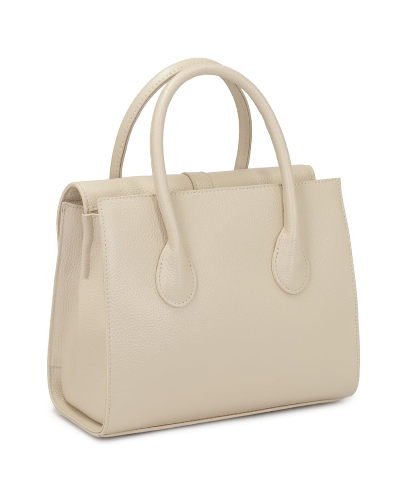 Kazar-Schicke-Lederhandtasche-mit-feiner-Klappe-weiss