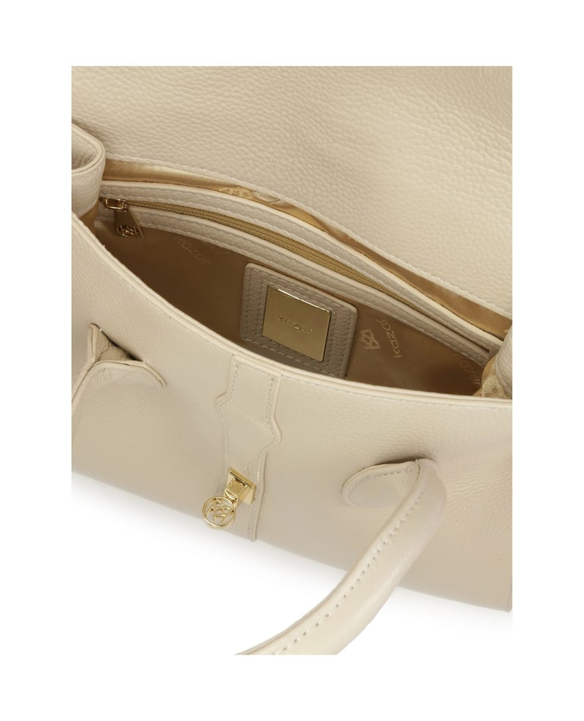 Kazar-Schicke-Lederhandtasche-mit-feiner-Klappe-weiss