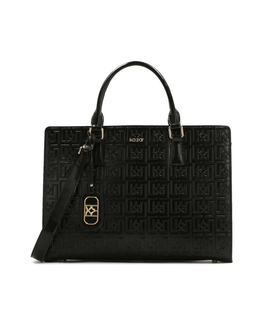 Kazar-Große-steife-Tasche-mit-geprägtem-Design-schwarz