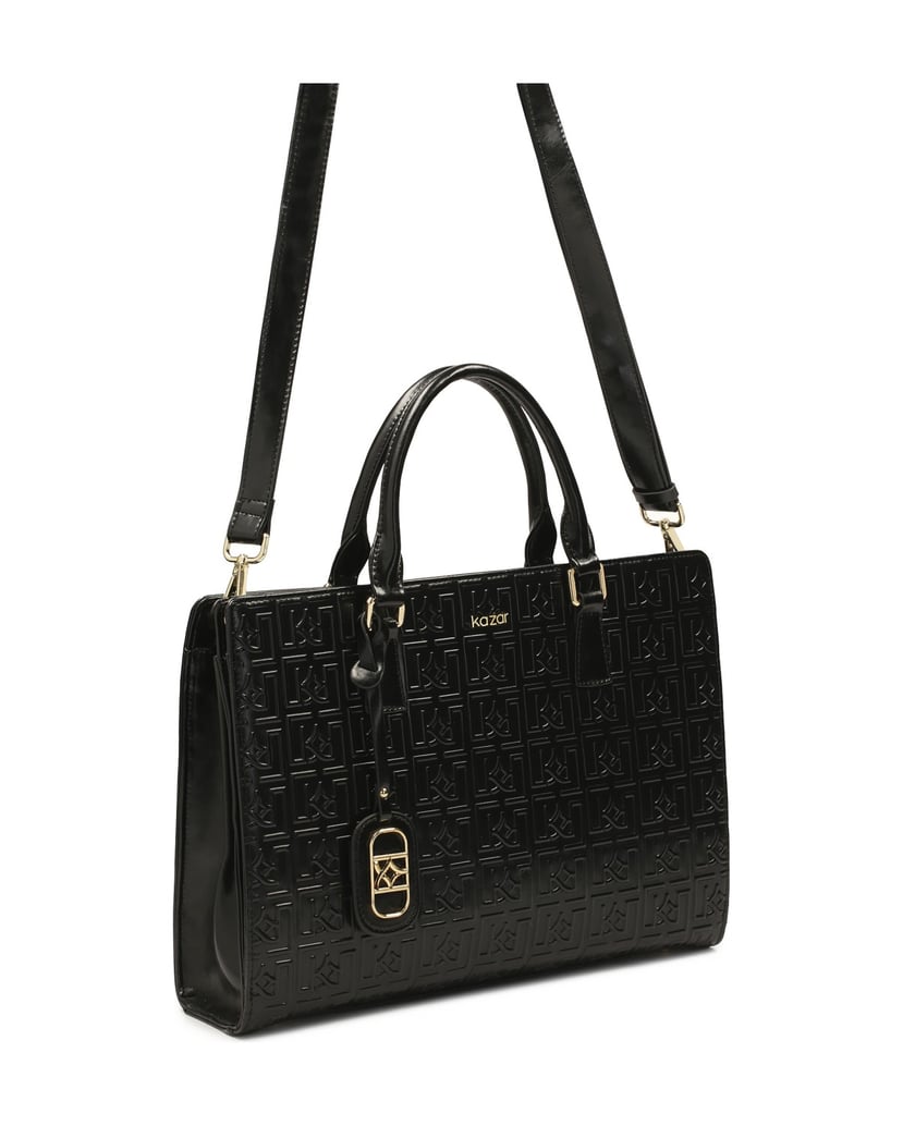 Kazar-Große-steife-Tasche-mit-geprägtem-Design-schwarz