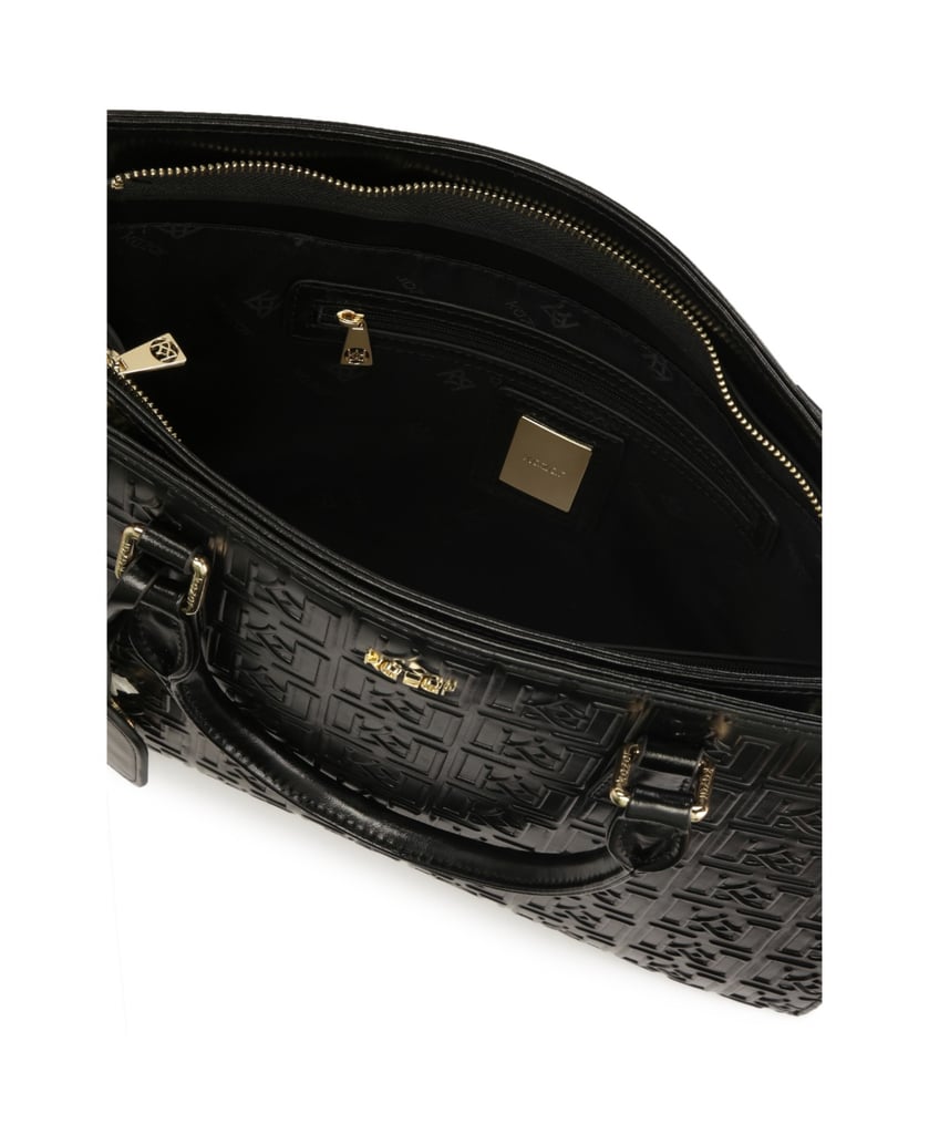 Kazar-Große-steife-Tasche-mit-geprägtem-Design-schwarz