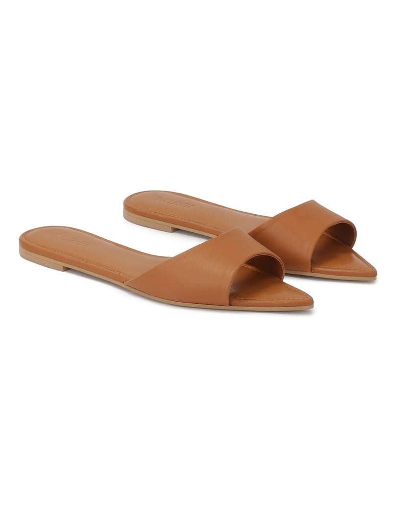 Kazar-Flache-Pantoletten-mit-spitzen-Nasen-camel