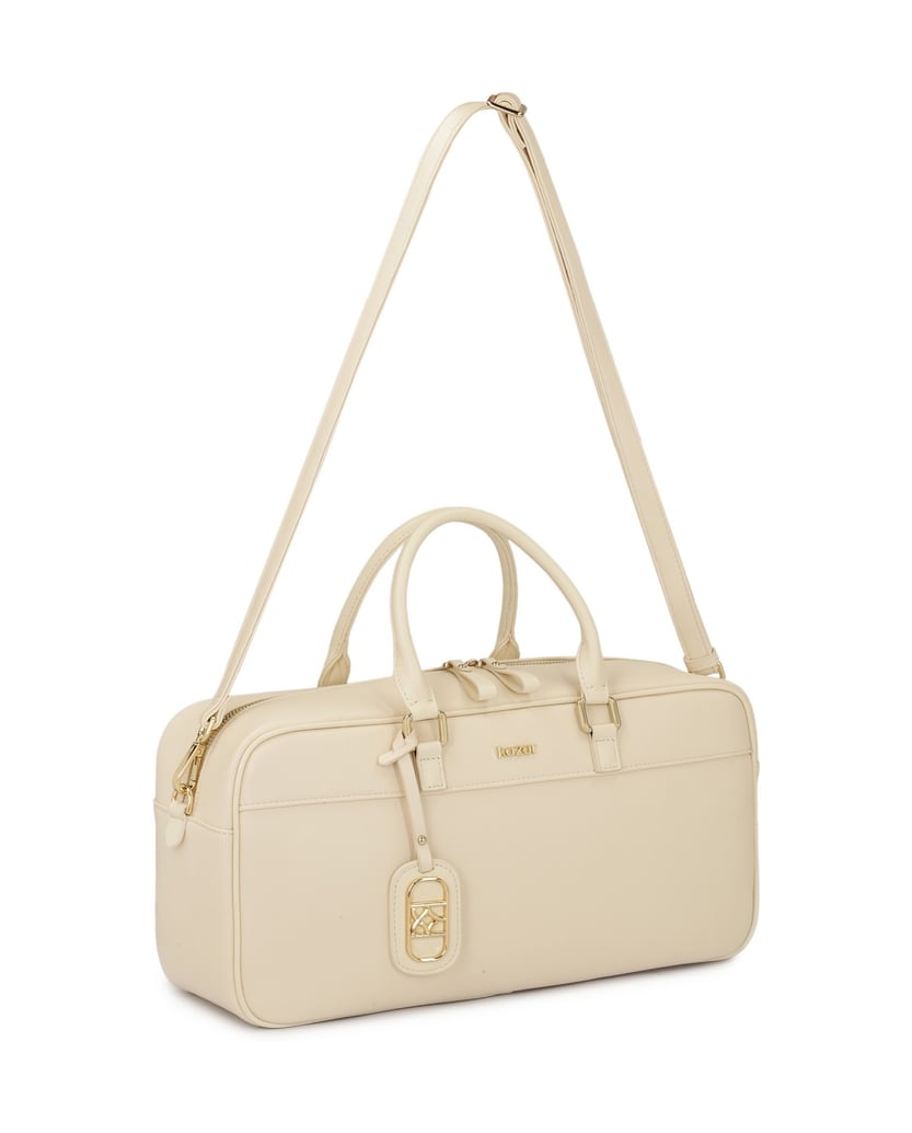 Kazar-Längliche-cremefarbene-Handtasche-mit-zwei-Riemen-weiss