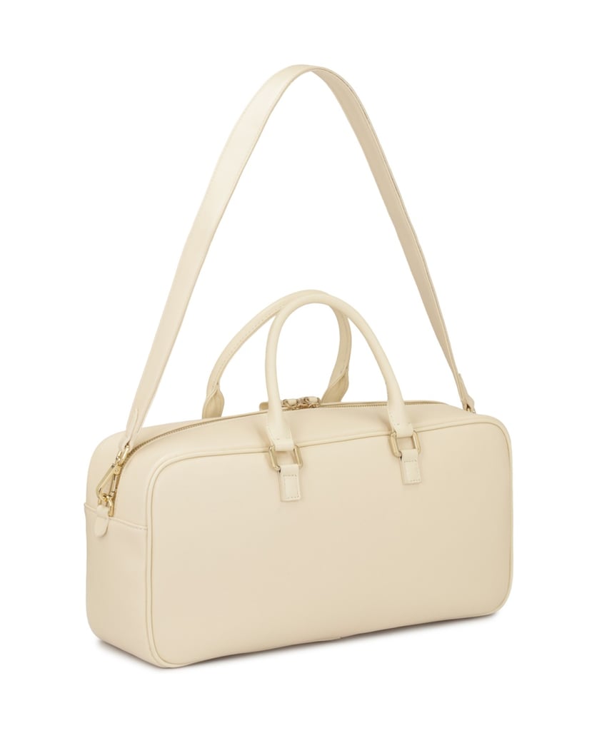 Kazar-Längliche-cremefarbene-Handtasche-mit-zwei-Riemen-weiss