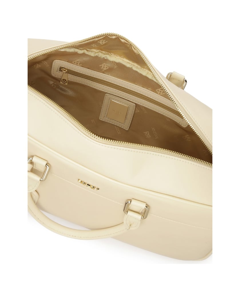 Kazar-Längliche-cremefarbene-Handtasche-mit-zwei-Riemen-weiss