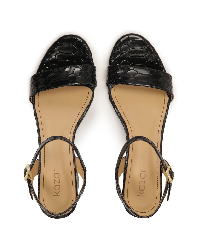 Kazar-Geprägte-Ledersandalen-auf-einem-breiten-Pfosten-schwarz