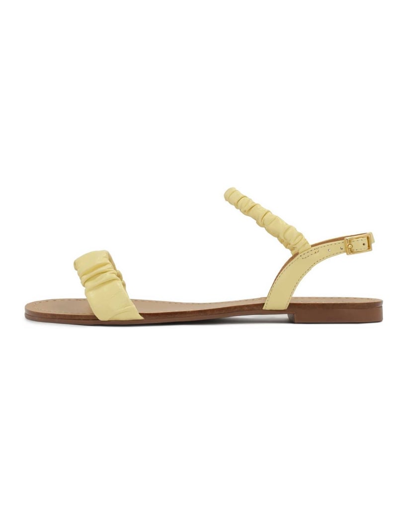 Kazar-Flache-Sandalen-mit-geknitterten-Riemen-gelb