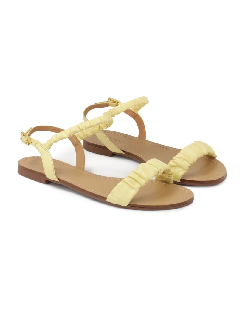 Kazar-Flache-Sandalen-mit-geknitterten-Riemen-gelb