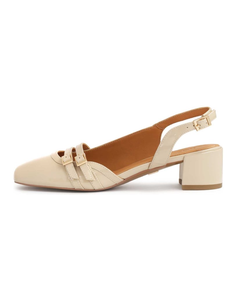 Kazar-Beigefarbene-Lacklederpumps-mit-ausgeschnittenem-Schaft-beige