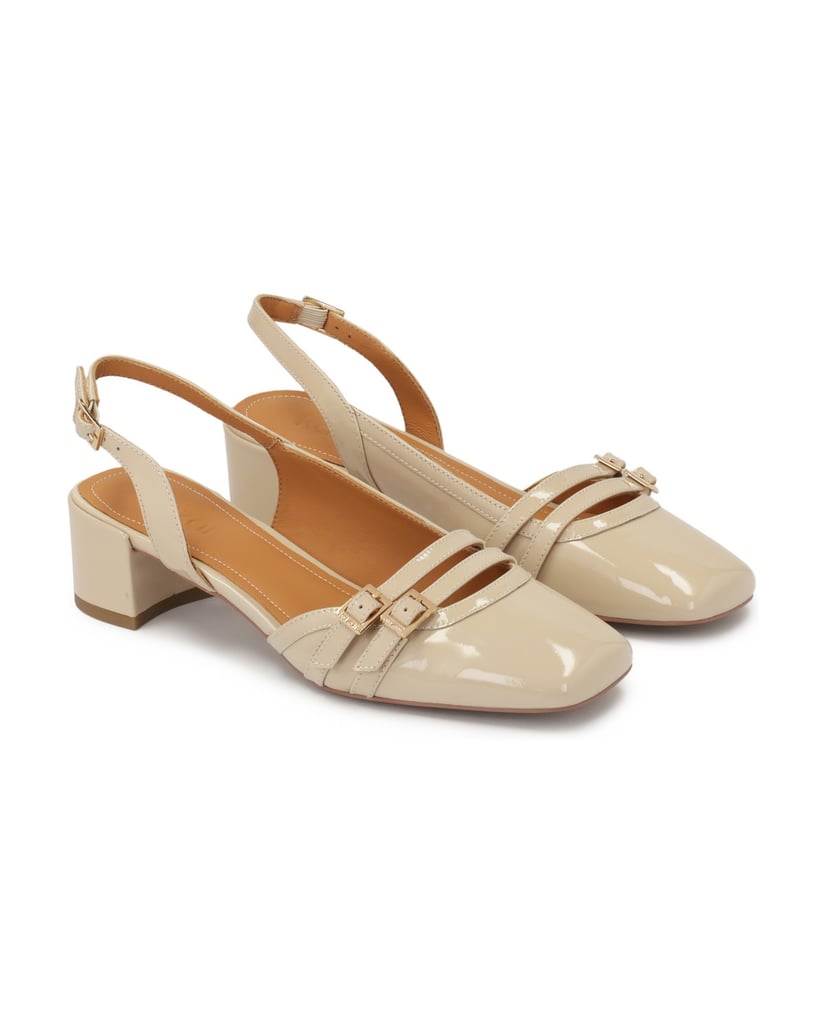 Kazar-Beigefarbene-Lacklederpumps-mit-ausgeschnittenem-Schaft-beige