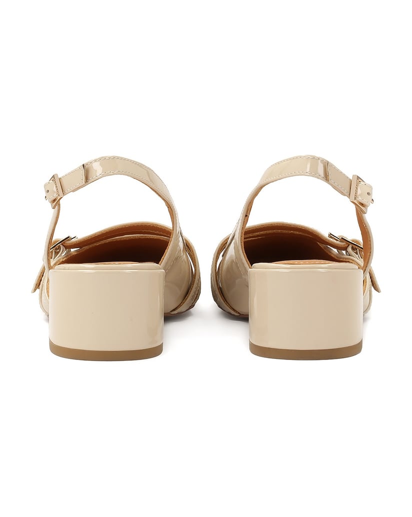 Kazar-Beigefarbene-Lacklederpumps-mit-ausgeschnittenem-Schaft-beige