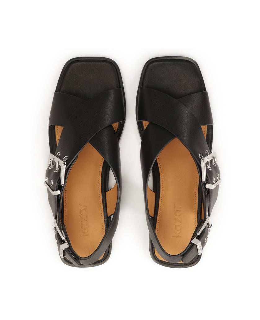 Kazar-Schwarze-Sandalen-mit-flacher-Sohle-und-breiten-Riemen-schwarz