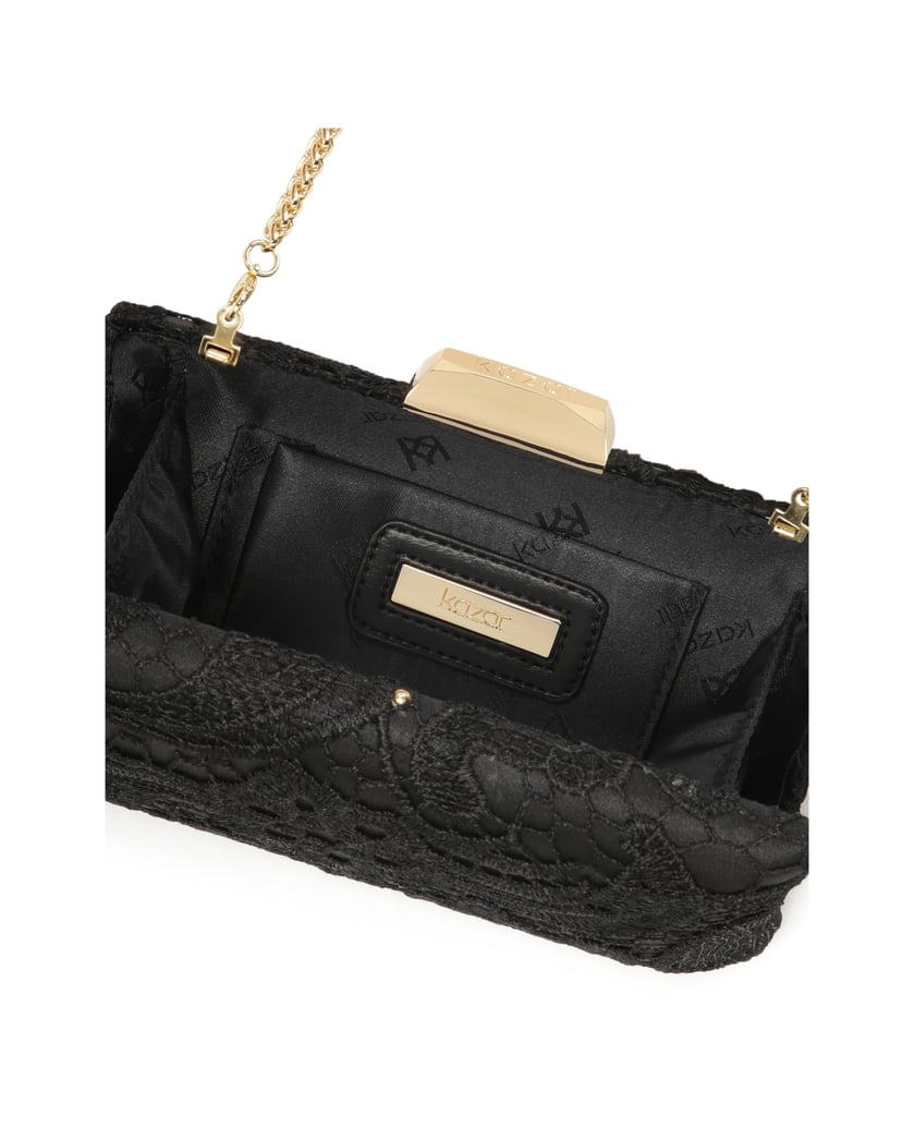 Kazar-Elegante-schwarze-Clutch-Tasche-aus-Guipure-schwarz