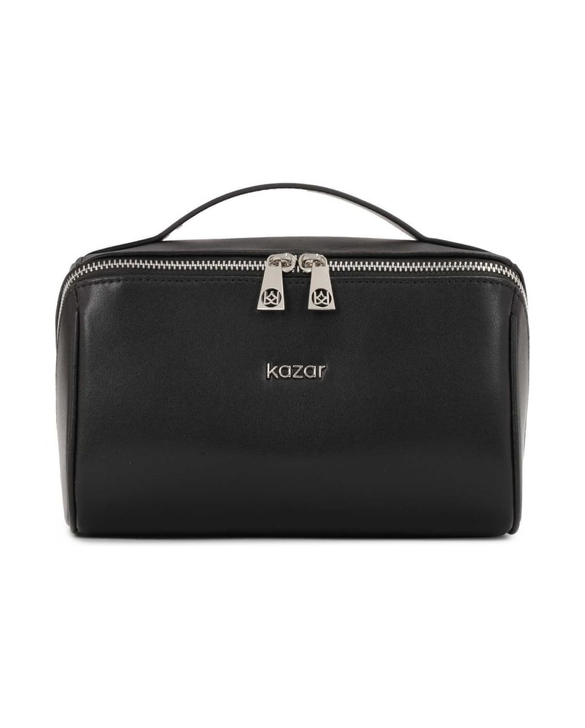 Kazar-Schwarze-Leder-Kosmetiktasche-mit-Reißverschluss-schwarz