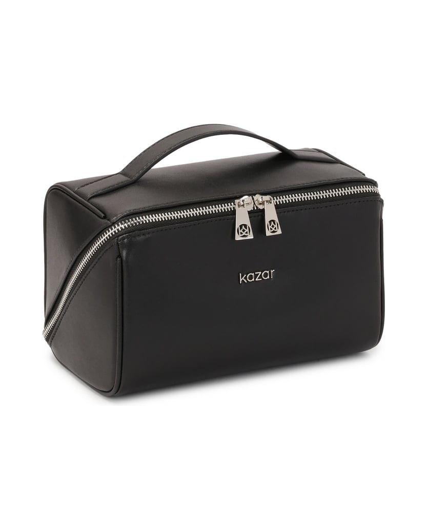 Kazar-Schwarze-Leder-Kosmetiktasche-mit-Reißverschluss-schwarz