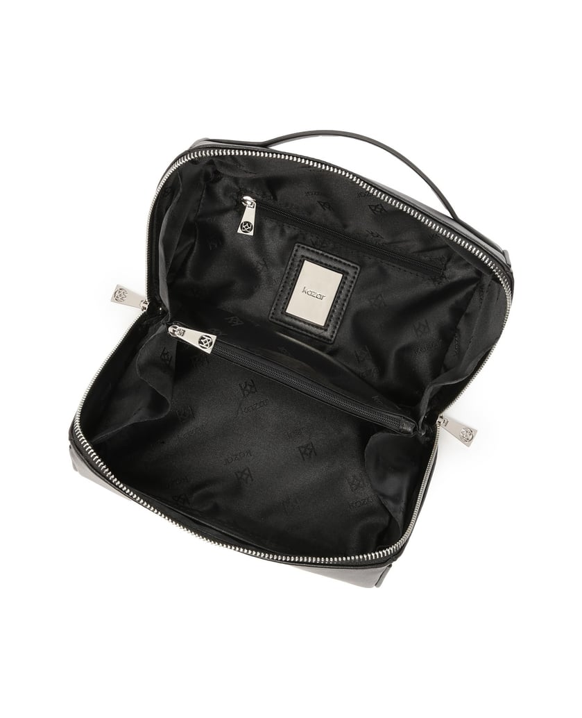 Kazar-Schwarze-Leder-Kosmetiktasche-mit-Reißverschluss-schwarz