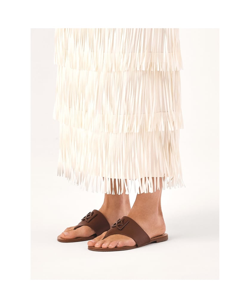 Kazar-KAZAR-Flip-Flops-aus-Leder-mit-Monogramm-braun