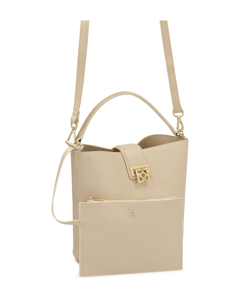 Kazar-Cremefarbene-Handtasche-mit-gestepptem-Boden-und-zwei-Trägern-weiss