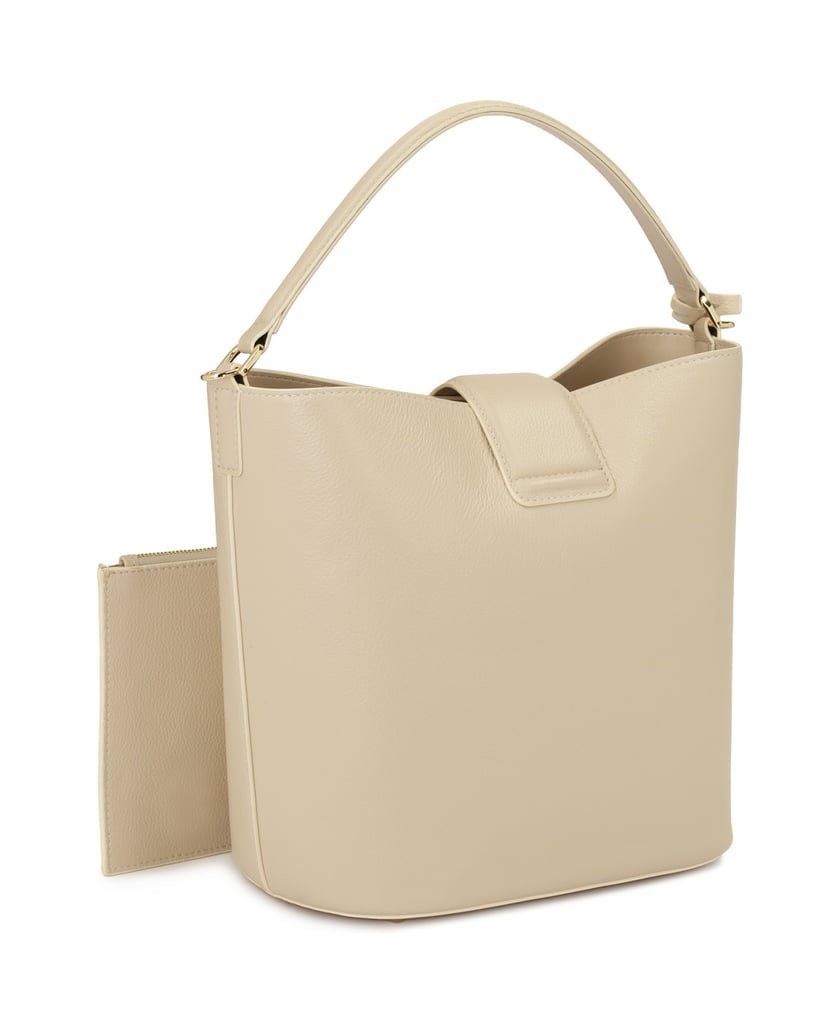 Kazar-Cremefarbene-Handtasche-mit-gestepptem-Boden-und-zwei-Trägern-weiss