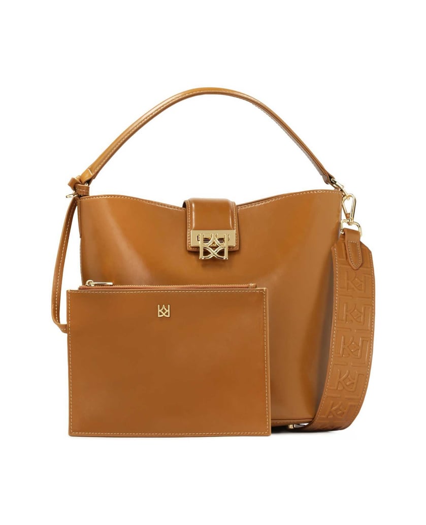 Kazar-Hellbraune-Handtasche-mit-zusätzlicher-Tasche-und-Handgriff-camel