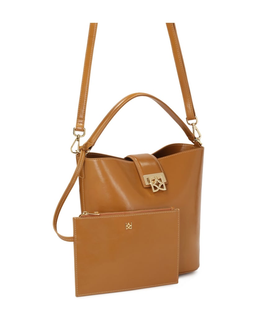 Kazar-Hellbraune-Handtasche-mit-zusätzlicher-Tasche-und-Handgriff-camel