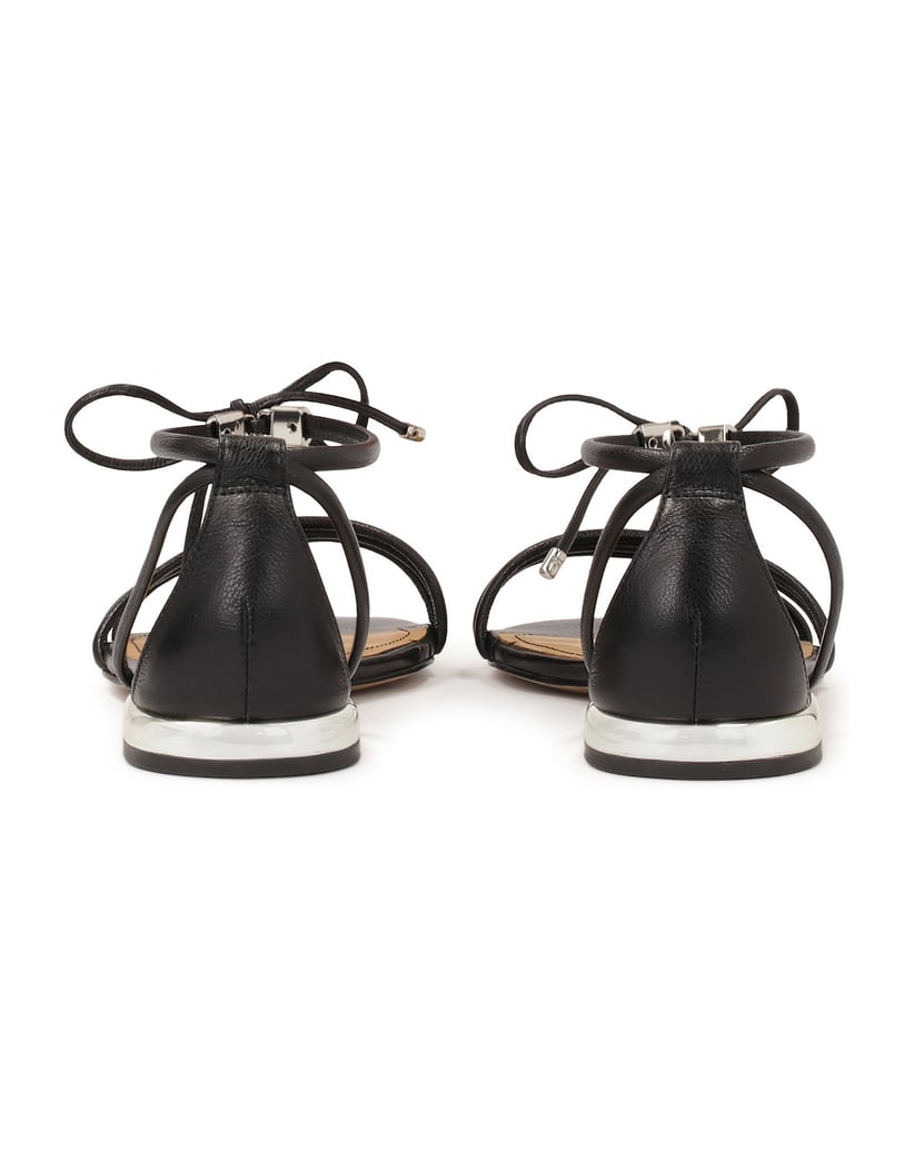 Kazar-Schwarze-Sandalen-mit-flacher-Sohle-und-silbernem-Absatz-schwarz