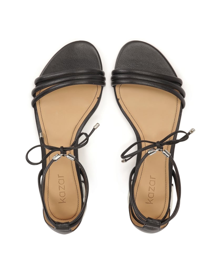 Kazar-Schwarze-Sandalen-mit-flacher-Sohle-und-silbernem-Absatz-schwarz
