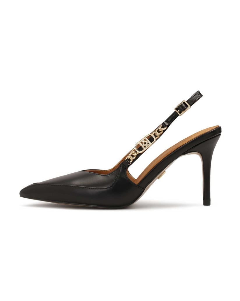 Kazar-Schwarze-Slingback-Pumps-mit-Metallmonogramm-schwarz