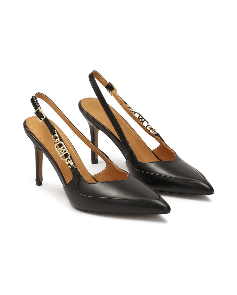 Kazar-Schwarze-Slingback-Pumps-mit-Metallmonogramm-schwarz