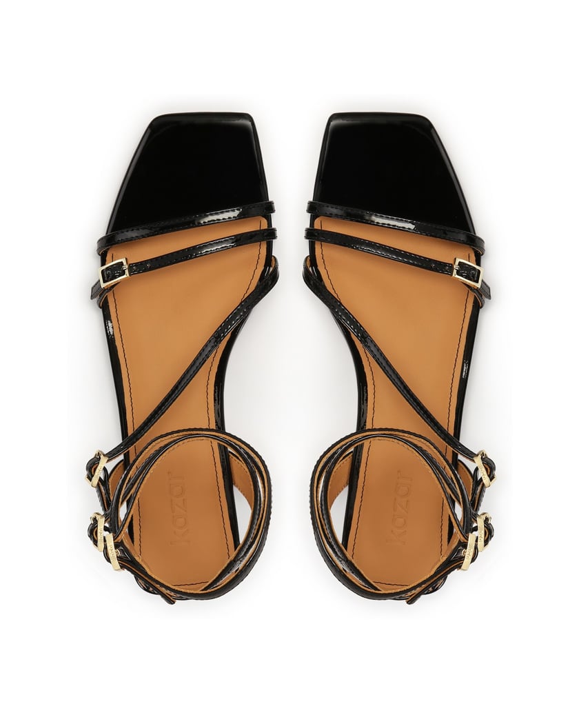 Kazar-Flache-Sandalen-aus-Lackleder-schwarz