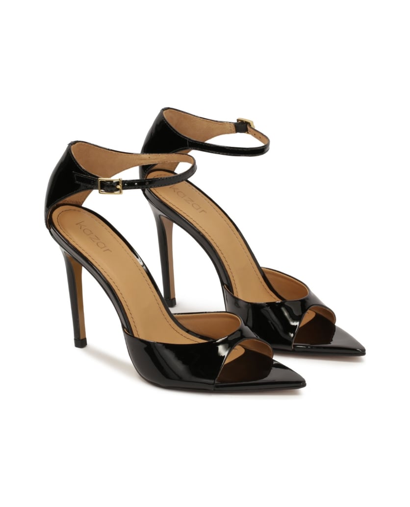 Kazar-Sandalen-aus-Lackleder-mit-spitzen-Zehen-schwarz