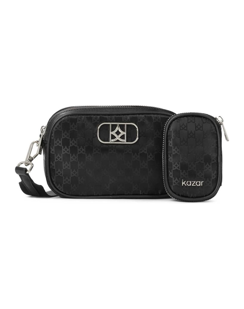 Kazar-Kleine-Handtasche-aus-Stoff-mit-Monogramm-von-KAZAR-schwarz