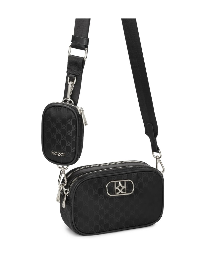 Kazar-Kleine-Handtasche-aus-Stoff-mit-Monogramm-von-KAZAR-schwarz