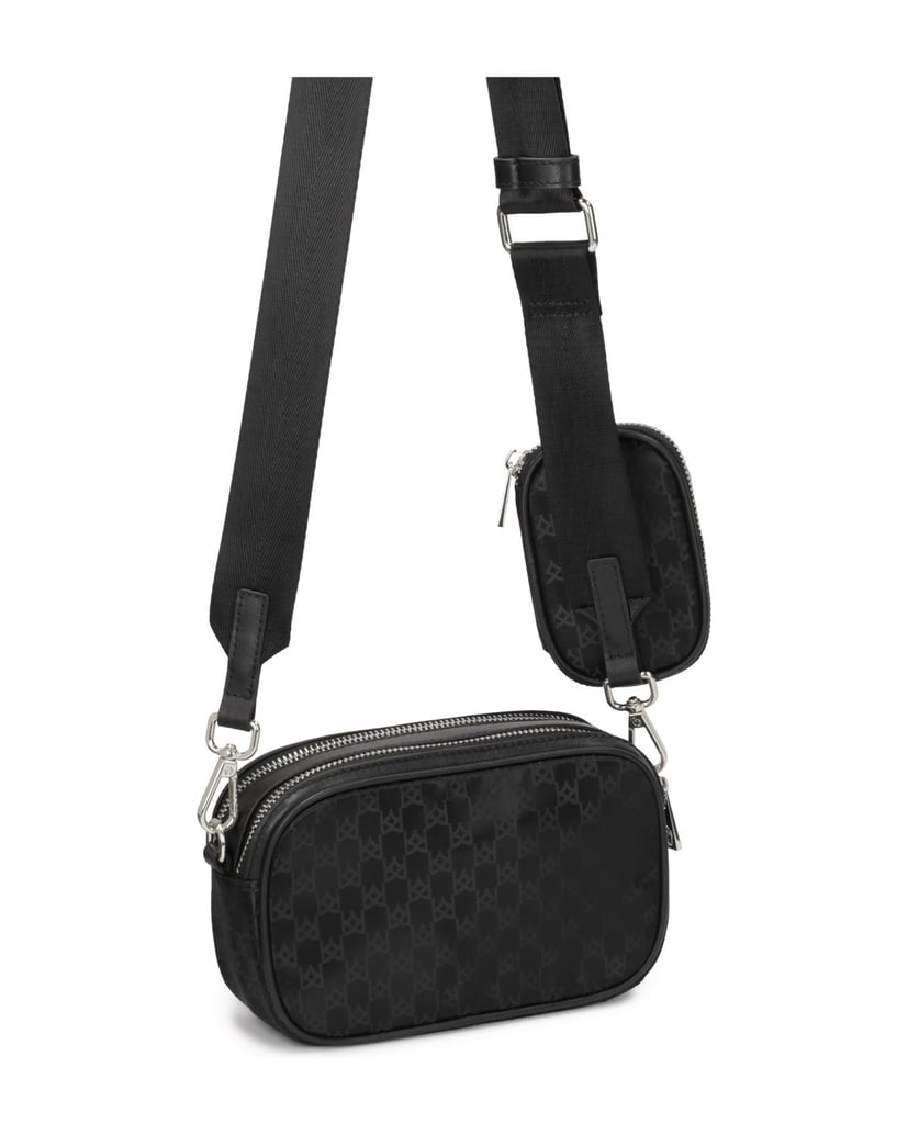 Kazar-Kleine-Handtasche-aus-Stoff-mit-Monogramm-von-KAZAR-schwarz