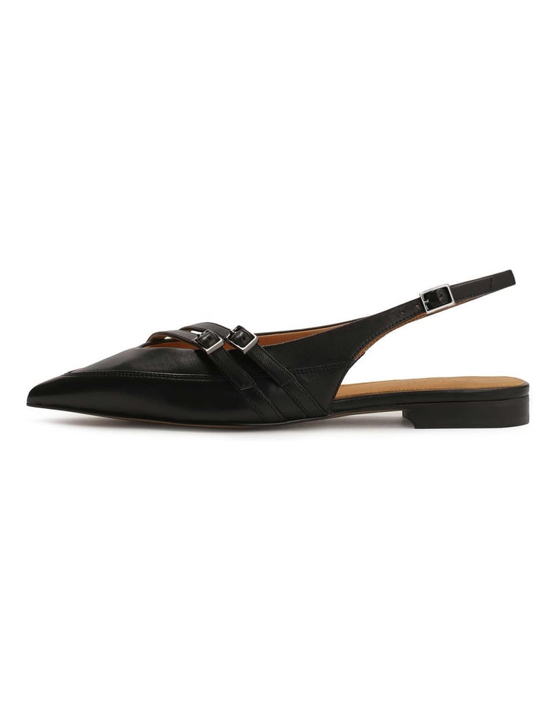 Kazar-Flache-Slingback-Pumps-aus-schwarzem-Leder-schwarz